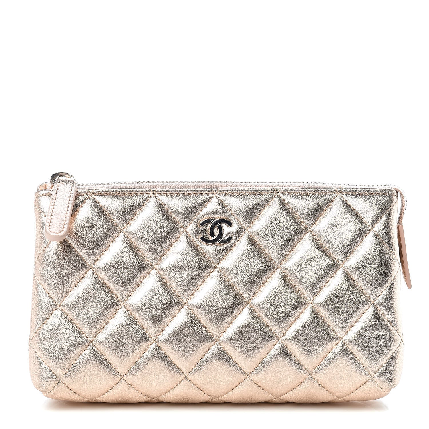 Chanel Metallic Lambskin Quilted Cosmetic Pouch Light Pink 1 of 10