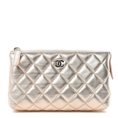 Chanel Metallic Lambskin Quilted Cosmetic Pouch Light Pink 1 of 10