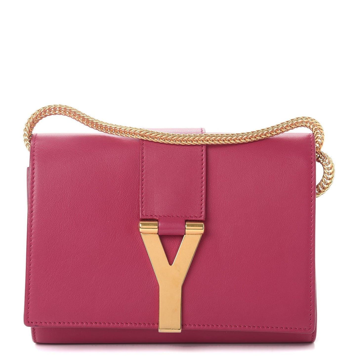 Calfskin Small Classic Y Satchel Fuchsia