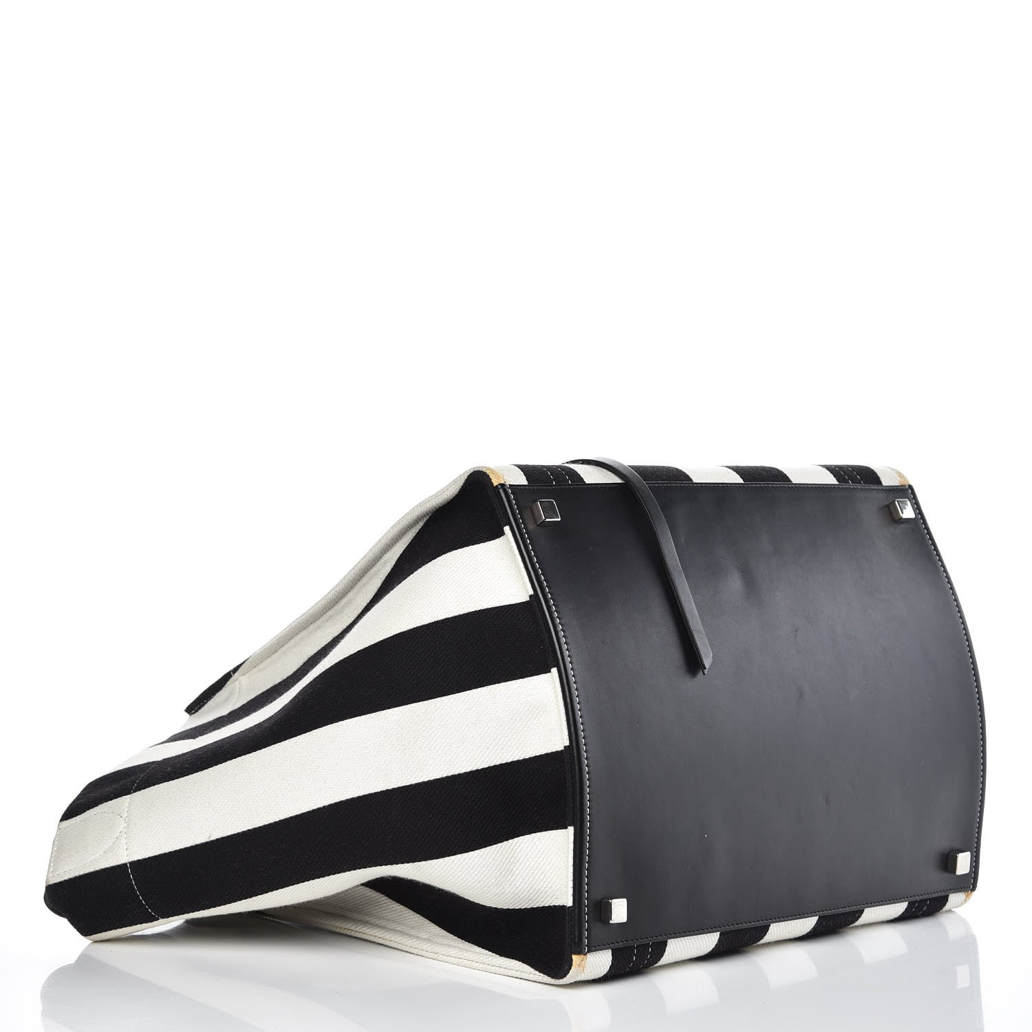 Celine Cotton Canvas Striped Medium Phantom Luggage White Black 4 of 19