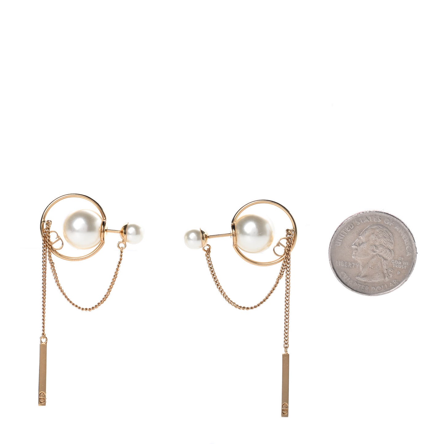 Pearl Tribales Dangle Chain Earrings Gold