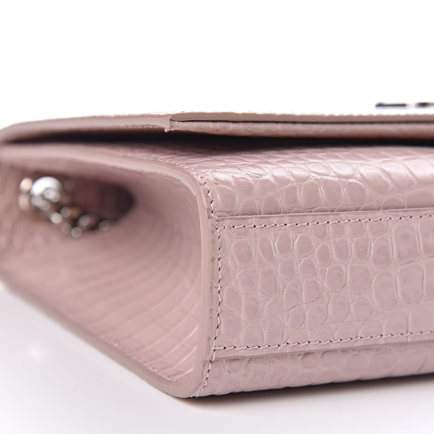 Saint Laurent Calfskin Crocodile Embossed Medium Classic Monogram Kate Tassel Satchel Powder Pink 10 of 11