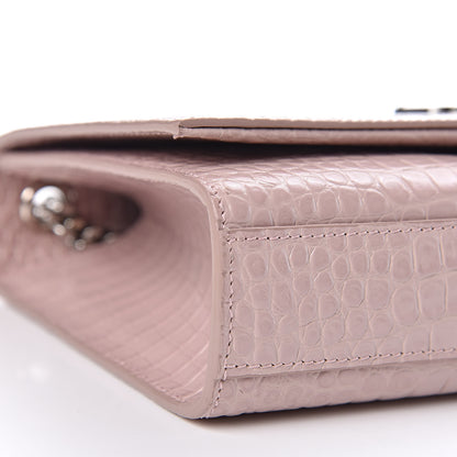 Saint Laurent Calfskin Crocodile Embossed Medium Classic Monogram Kate Tassel Satchel Powder Pink 10 of 11