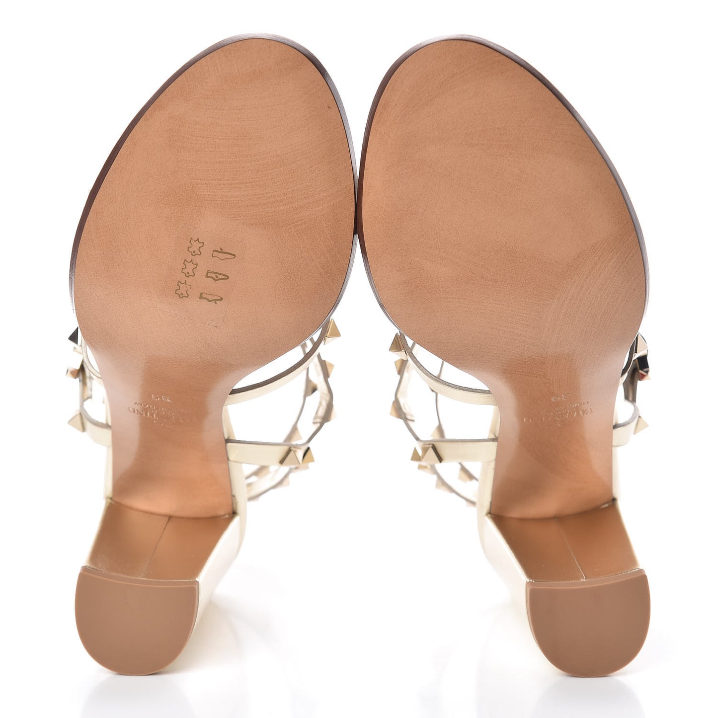 Calfskin Rockstud 90mm City Sandals 39 Platino