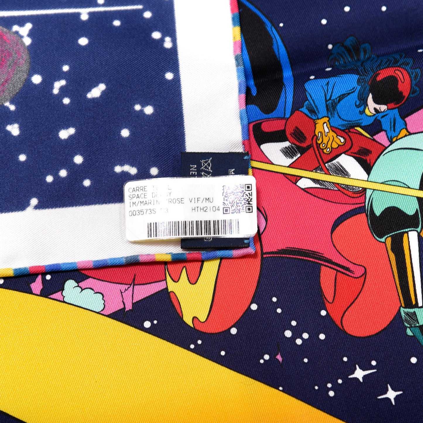 Silk Space Derby Scarf 90 Marine Rose Vif Multicolor