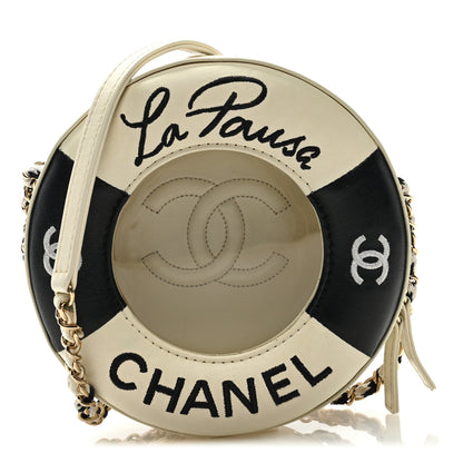 Chanel Lambskin Coco Lifesaver Round Bag Black White 1 of 9