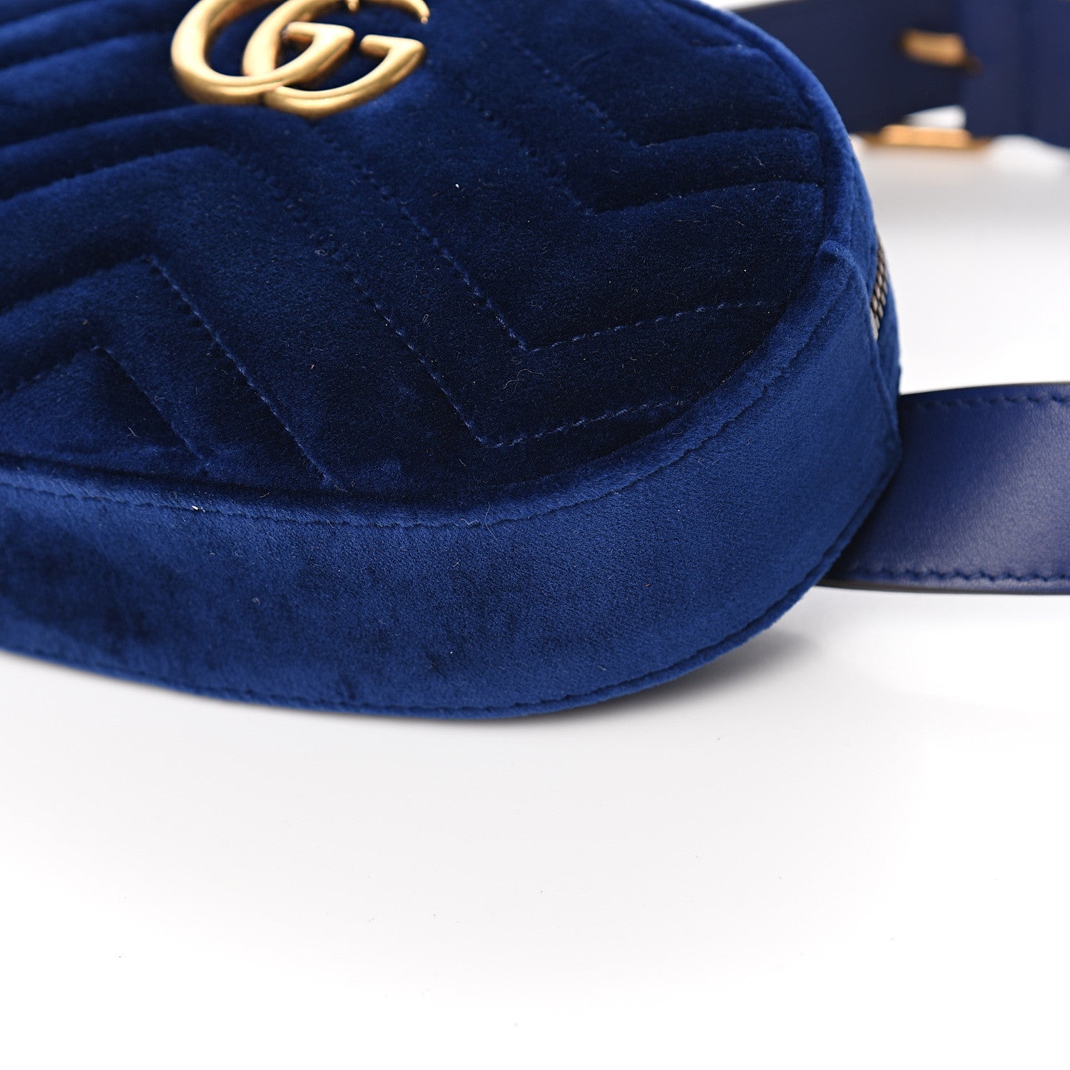 Gucci Velvet Matelasse GG Marmont Belt Bag 75 30 Cobalt Blue 8 of 8