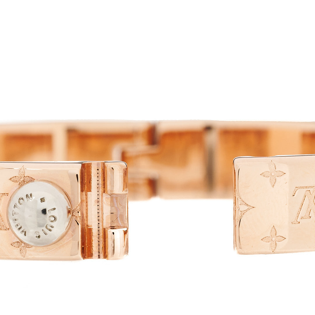 Louis Vuitton Brass Monogram Nanogram Cuff S Gold Pink 4 of 4