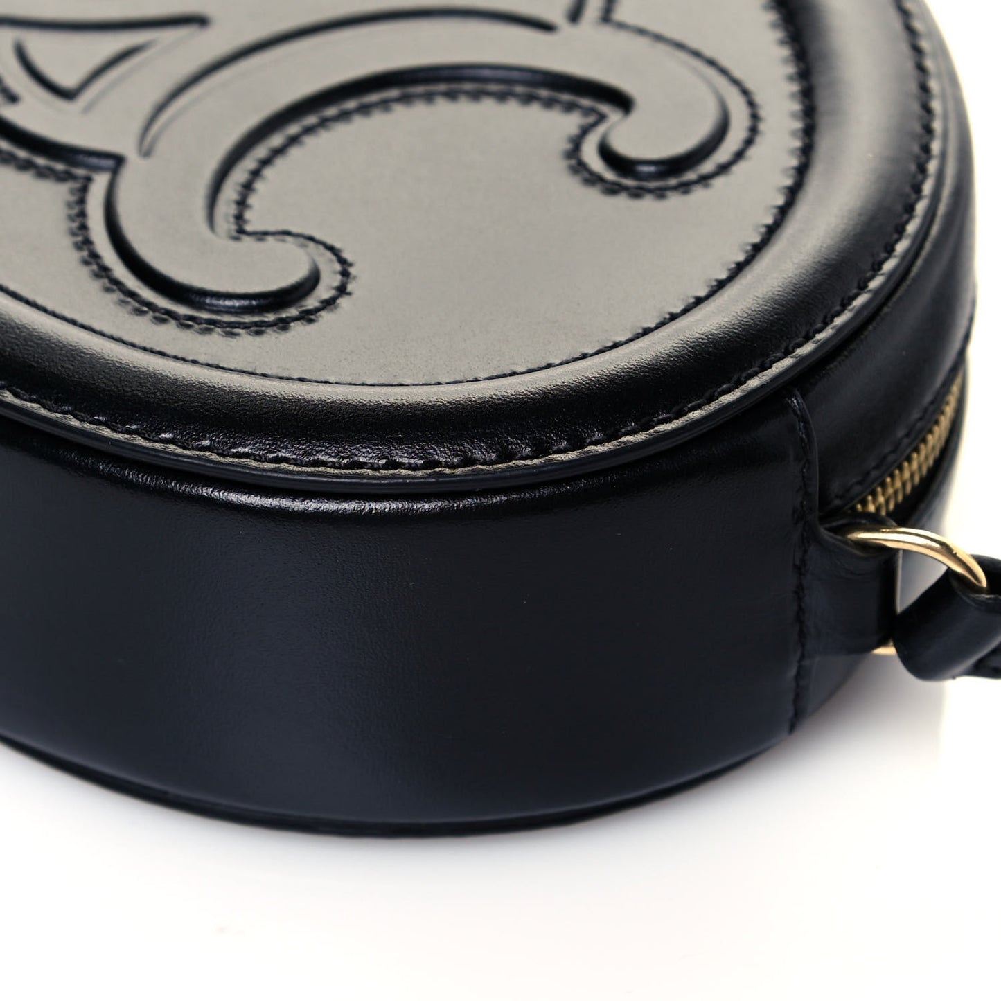 Smooth Calfskin Oval Purse Crossbody Black