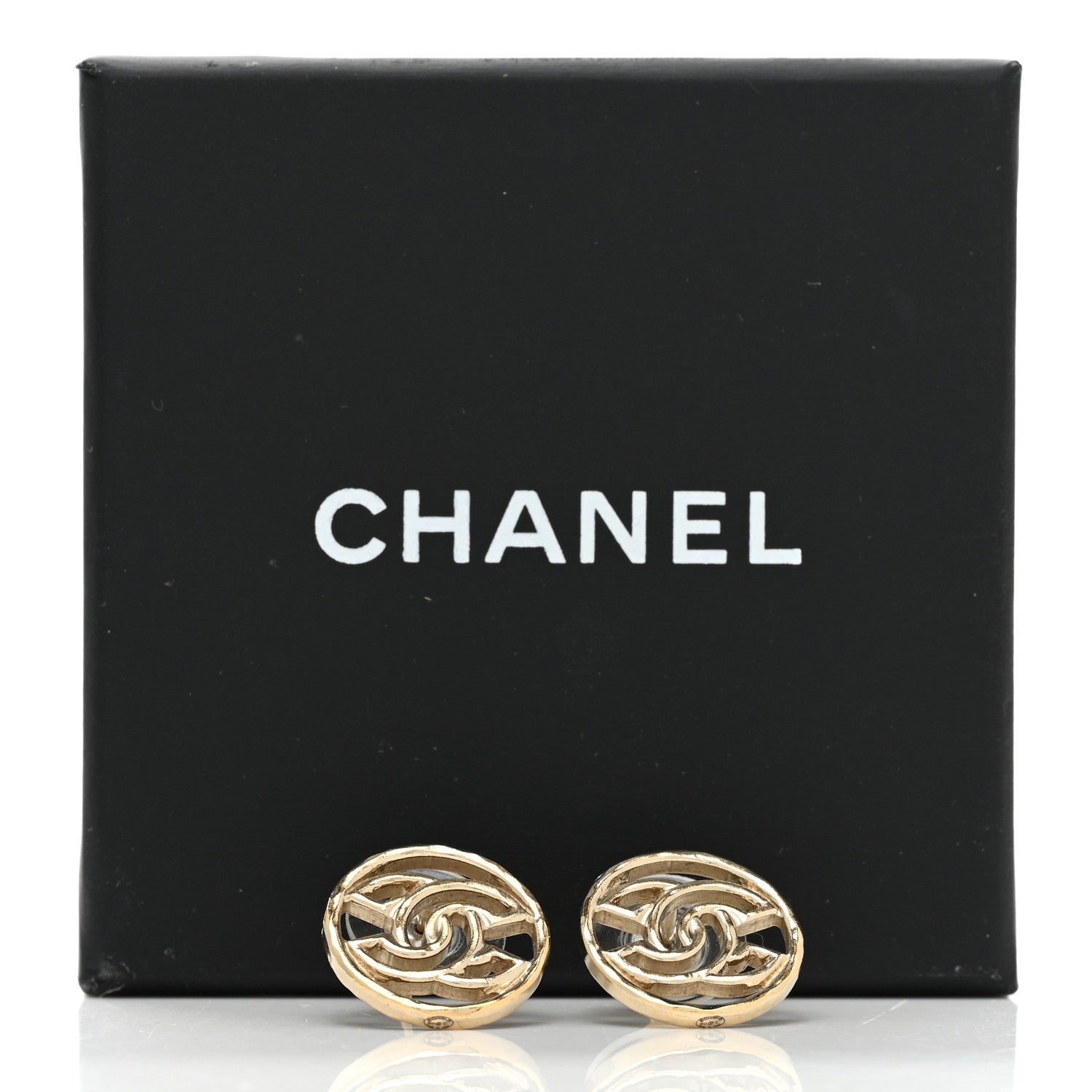 Chanel Metal CC Round Earrings Gold 5 of 5