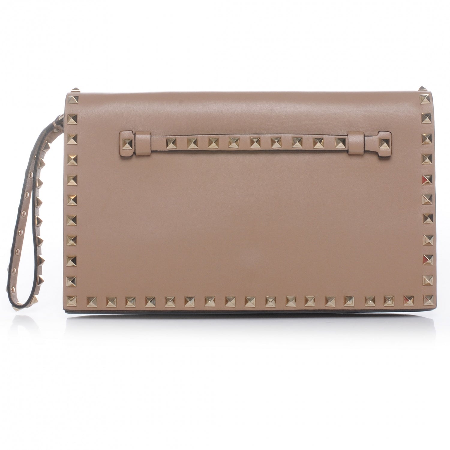 Valentino Garavani Nappa Rockstud Wristlet Clutch Poudre 1 of 6