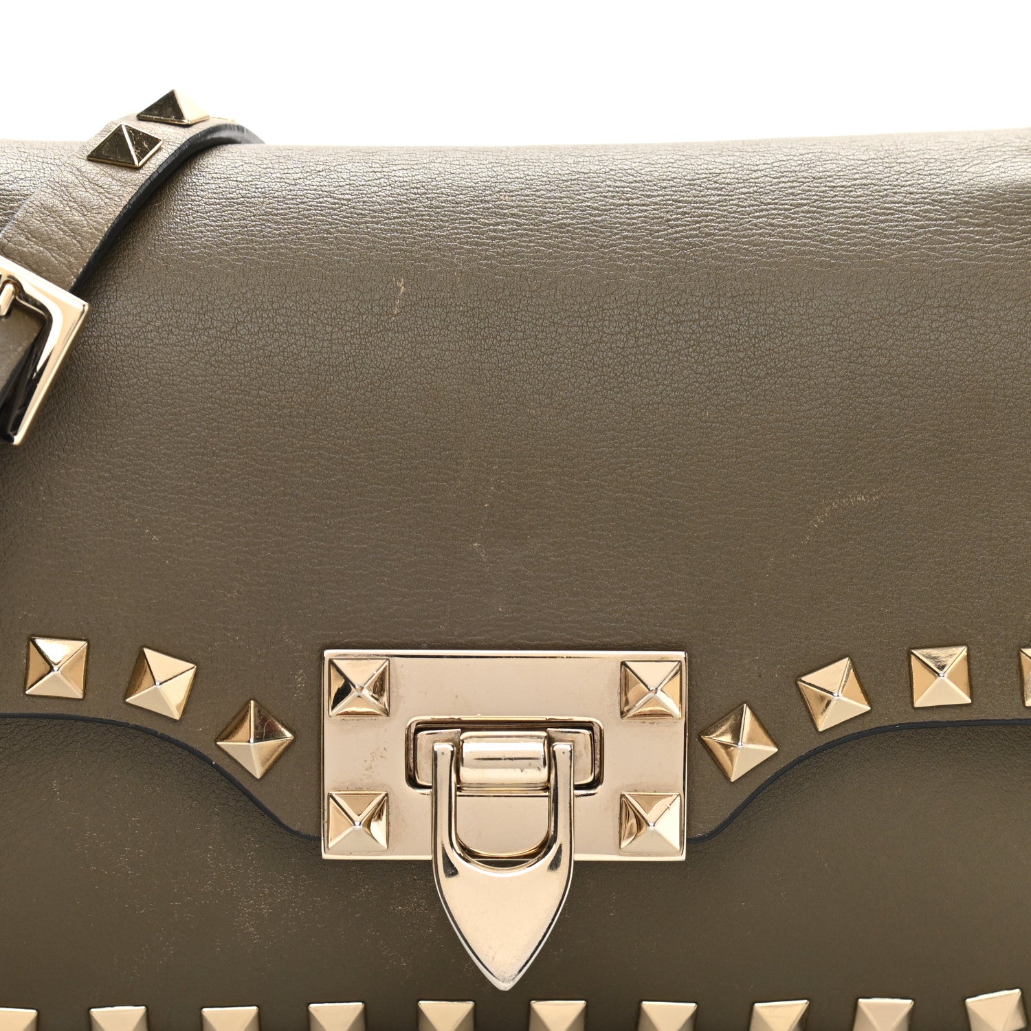 Valentino Garavani Vitello Mini Rockstud Flap Saddle Crossbody Bag Army Green 7 of 11