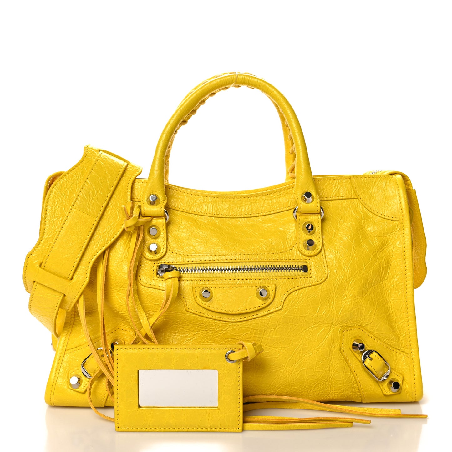 Agneau Classic Silver Hardware City S Jaune Soleil