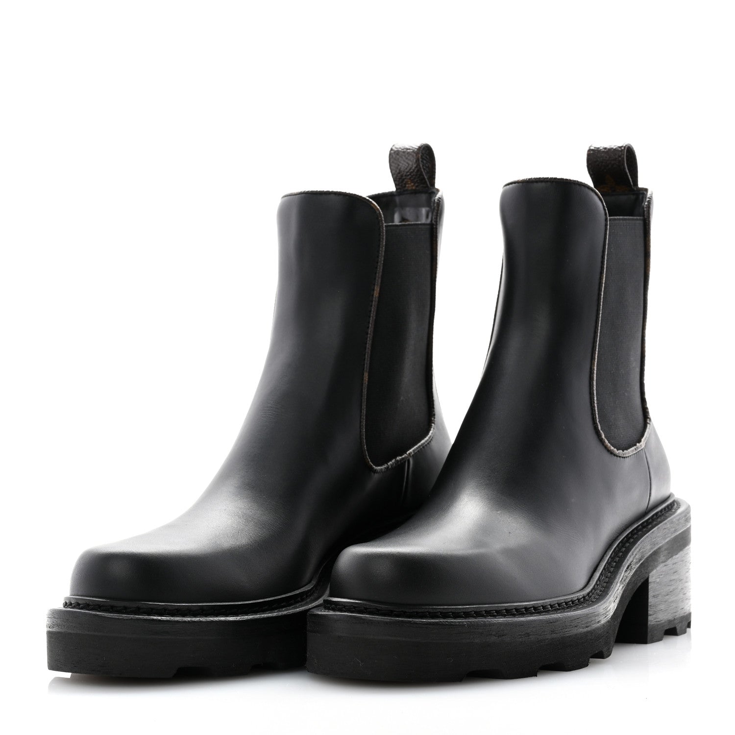 Louis Vuitton Calfskin Monogram Beaubourg Ankle Boots 37 Black 3 of 10