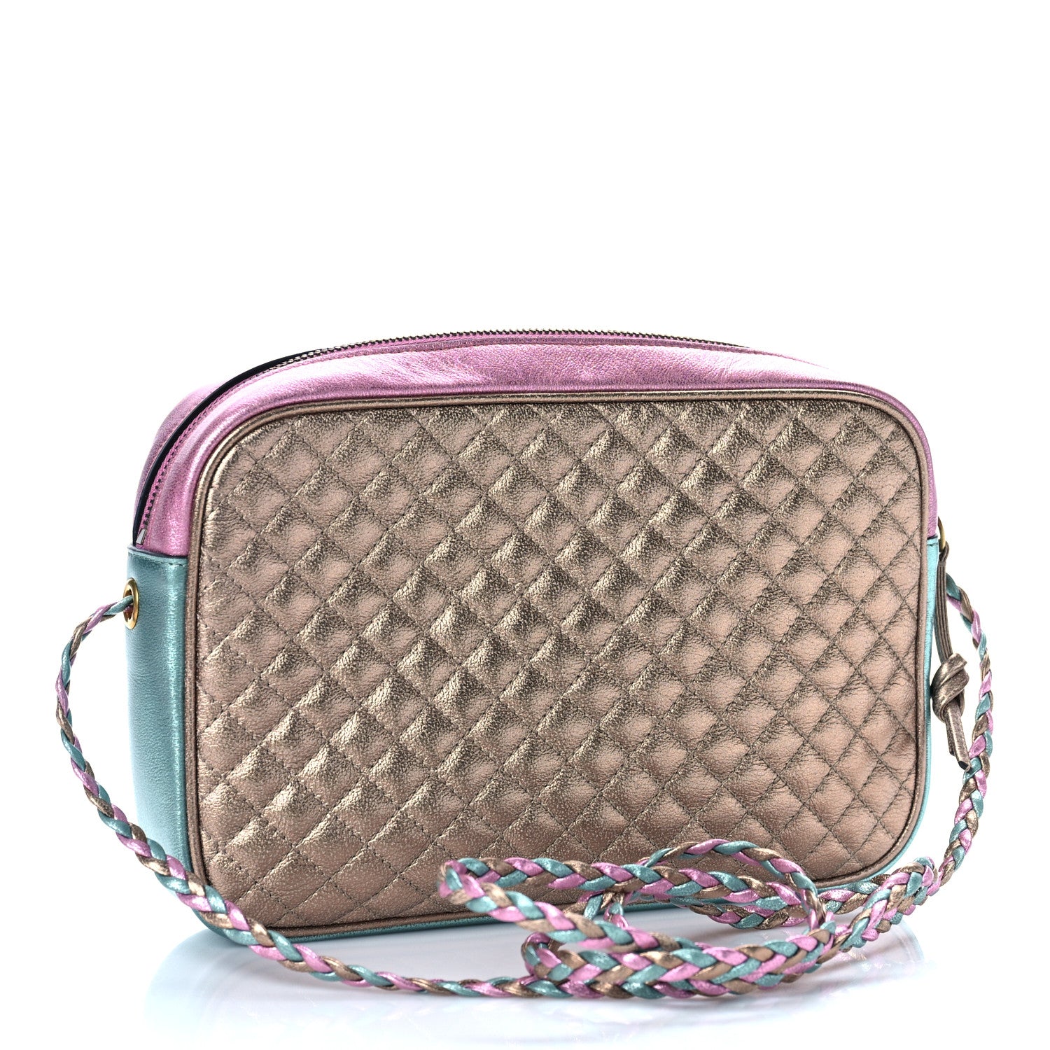Gucci Laminated Nappa Trapuntata Small Zumi Shoulder Bag Rosa Lago Rame 3 of 9