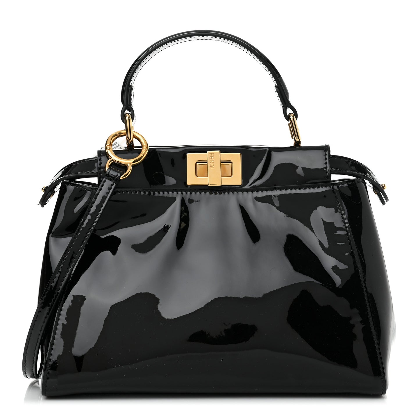Vitello Vernice Mou Mini Peekaboo Iconic Satchel Black