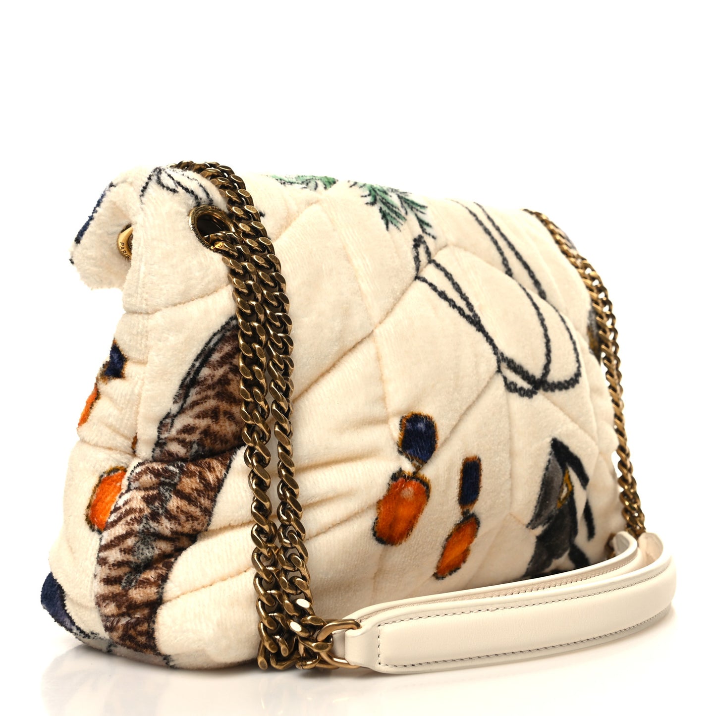 Terrycloth Summer Print Quilted Small Loulou Puffer Monogram Chain Satchel Multicolor White