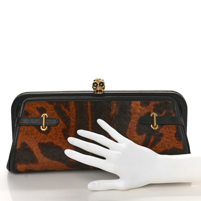 Alexander McQueen PonyHair Ocelot Print Skull Reversible Clutch 2 of 9