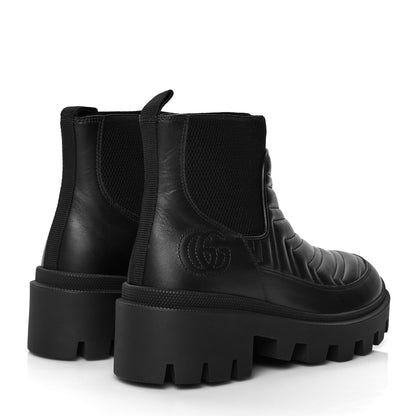Gucci Calfskin Nappa Matelasse Frances Chelsea Boots 37.5 Black 4 of 7