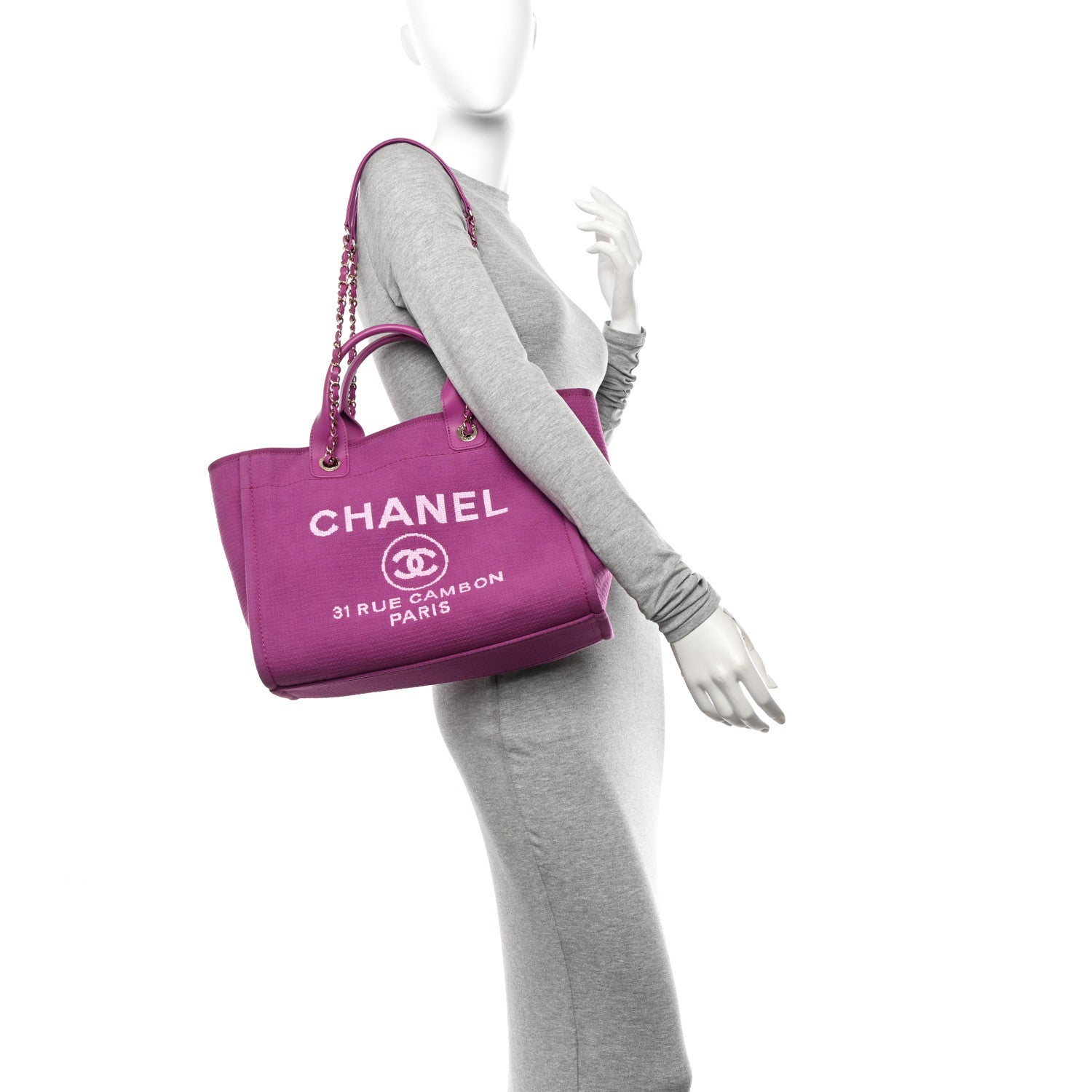 Chanel Mixed Fibers Small Deauville Tote Purple 2 of 11