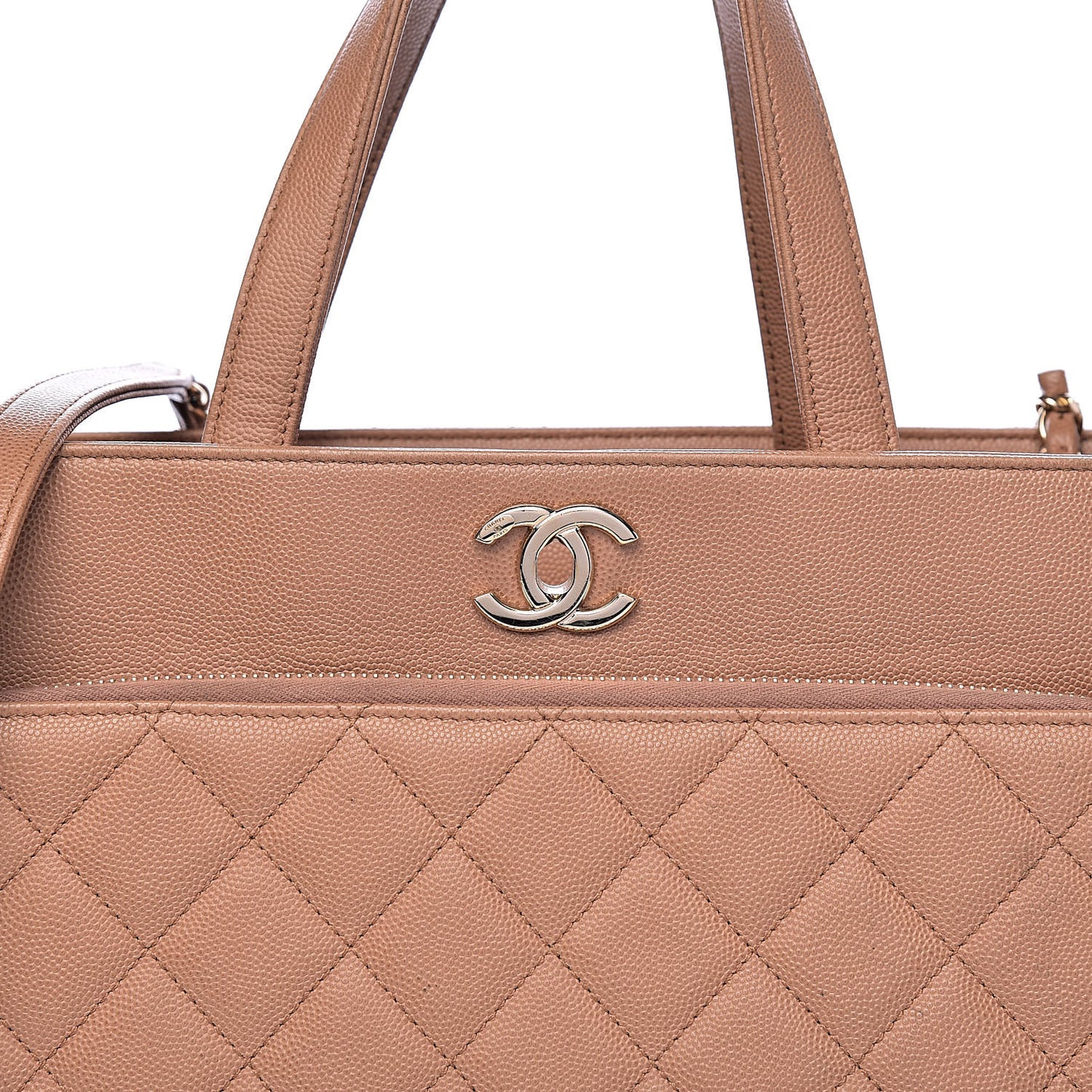 Caviar Quilted Large Business Affinity Shopping Bag Beige