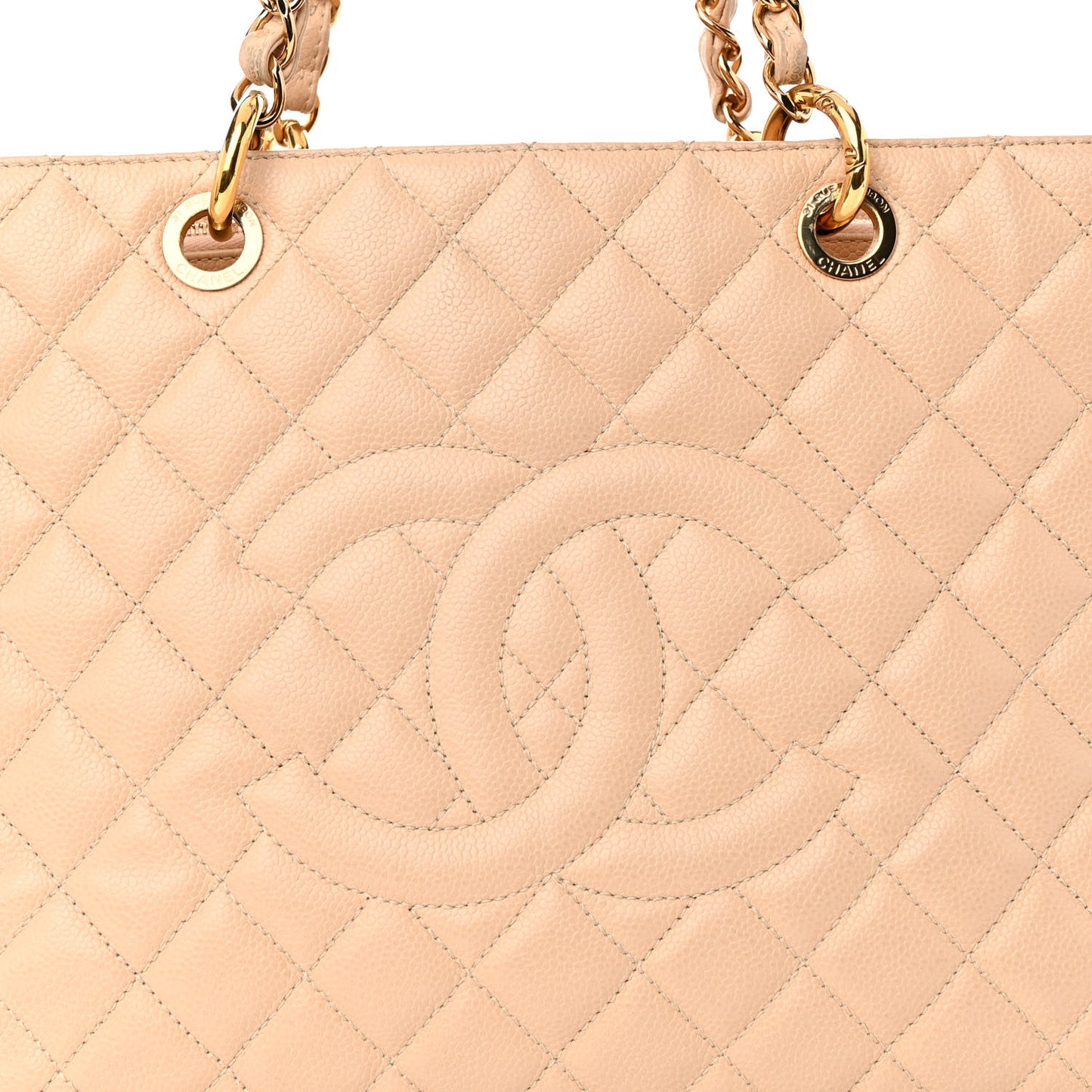 Caviar Quilted Grand Shopping Tote GST Beige Clair