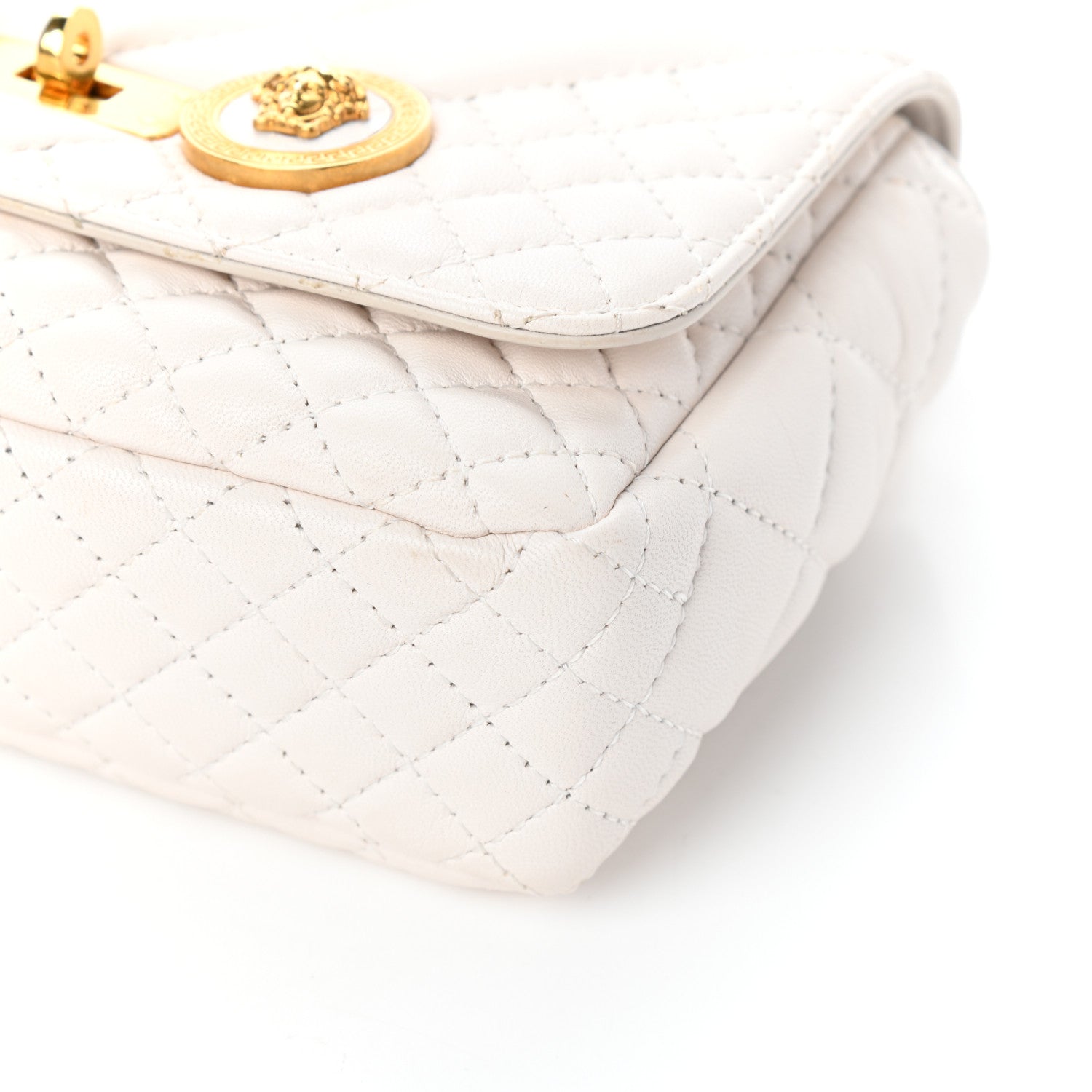 Versace Nappa Quilted Icon Shoulder Bag White 10 of 10