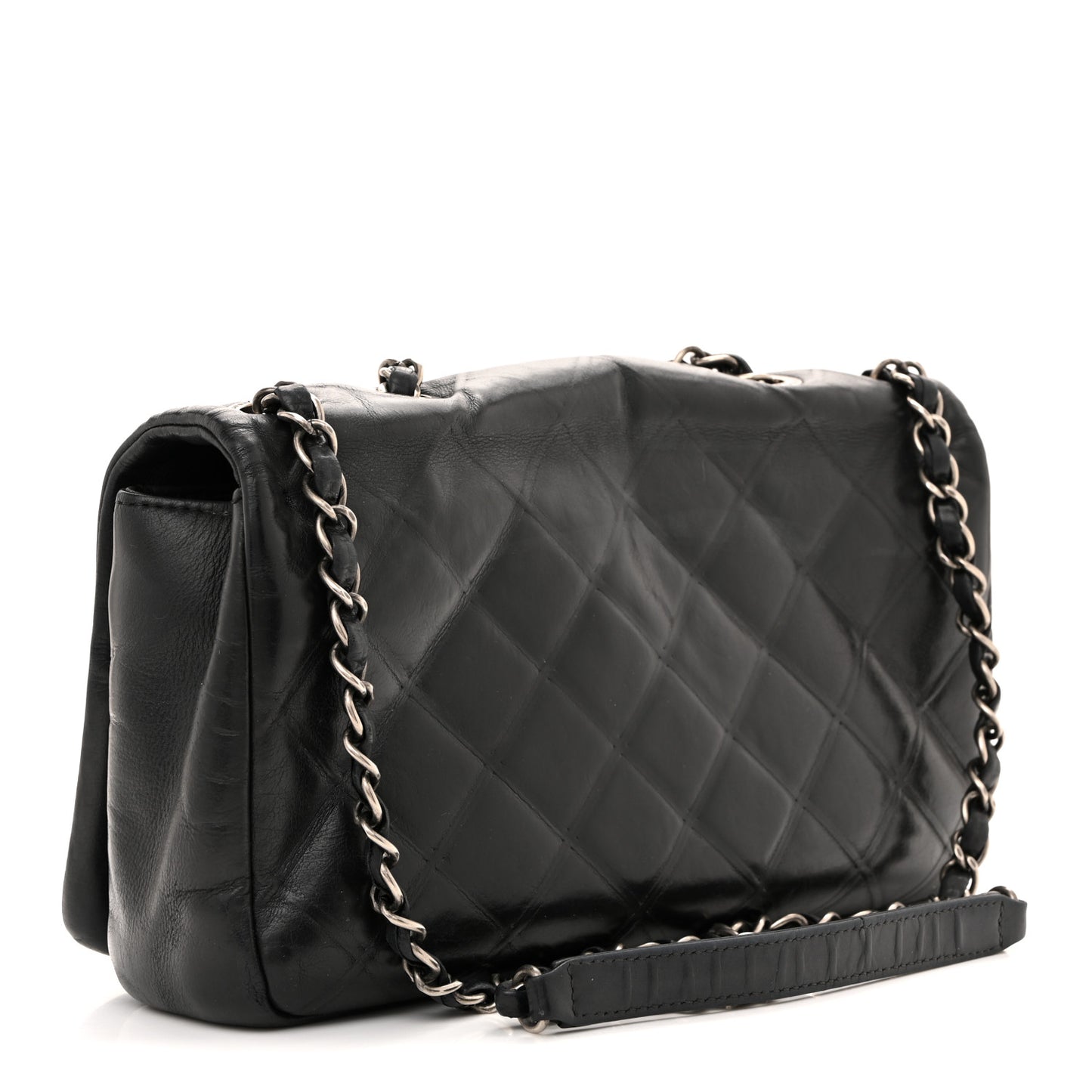 Calfskin Diamond Embossed New Chic Flap Black