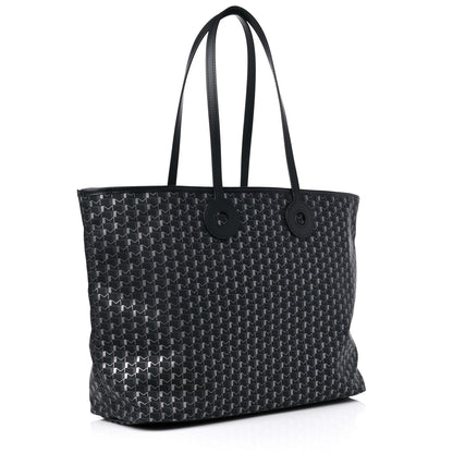 Moynat Grained Calfskin Canvas 1920 Oh! Tote Ruban GM Carbon Silver 3 of 8