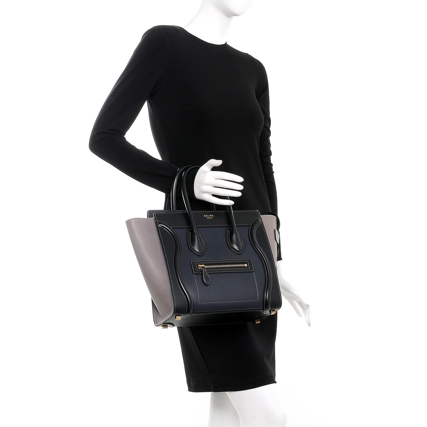 Smooth Calfskin Micro Tri-Color Luggage Dark Blue