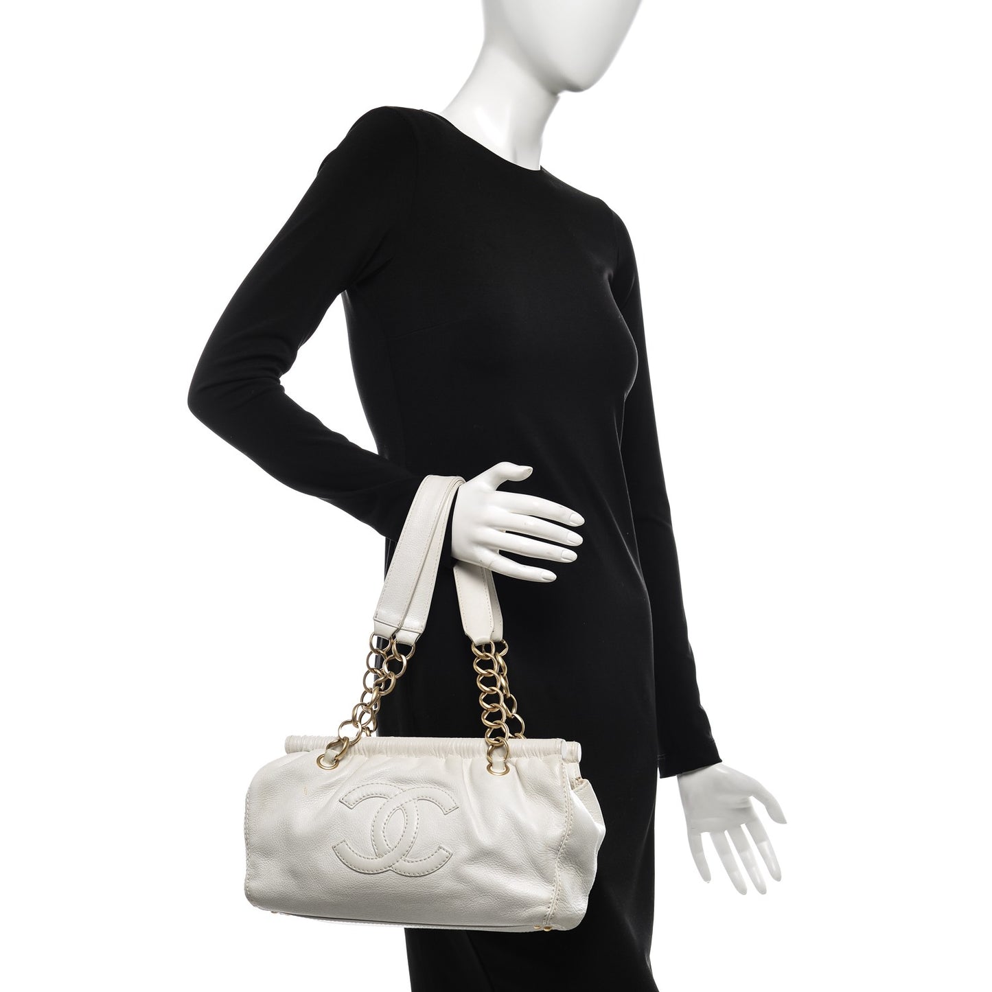 Caviar Shoulder Bag White