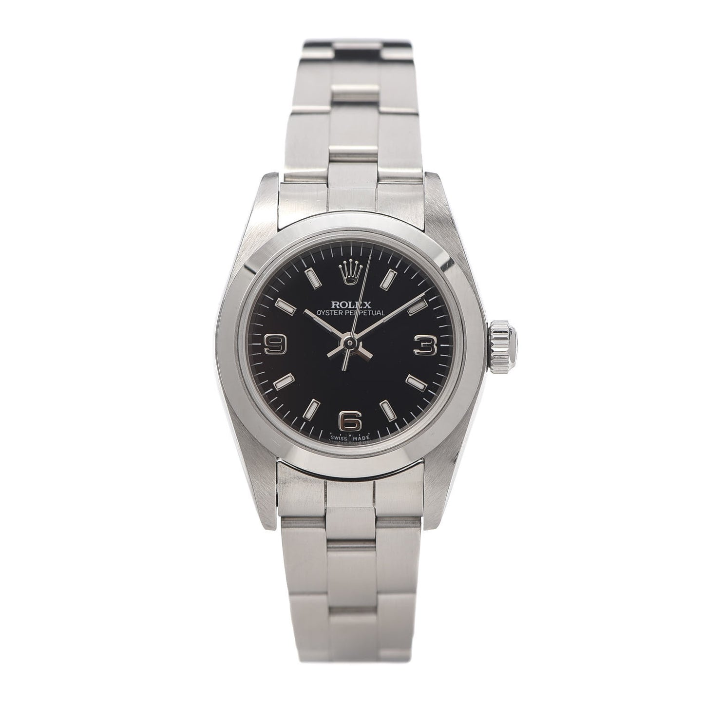 Stainless Steel 24mm Oyster Perpetual Watch Black 76080