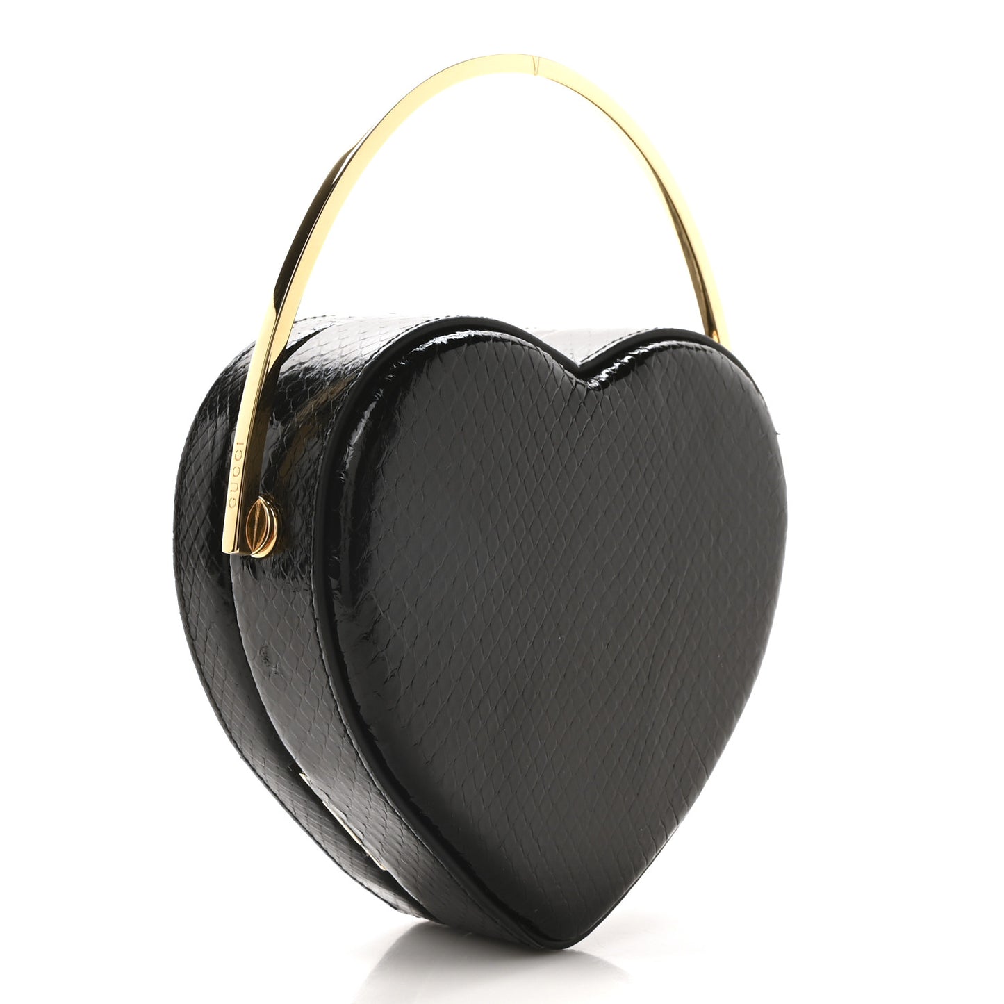 Snakeskin Broadway Ring Top Handle Bag Black