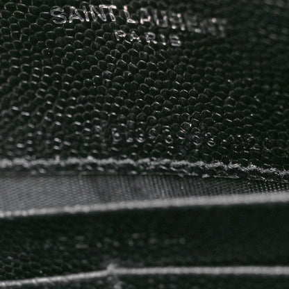 Saint Laurent Grain De Poudre Matelasse Chevron Monogram Envelope Chain Wallet Black 8 of 11