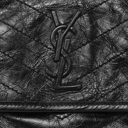 Saint Laurent Crinkled Calfskin Matelasse Monogram Medium Niki Chain Satchel Black 6 of 6