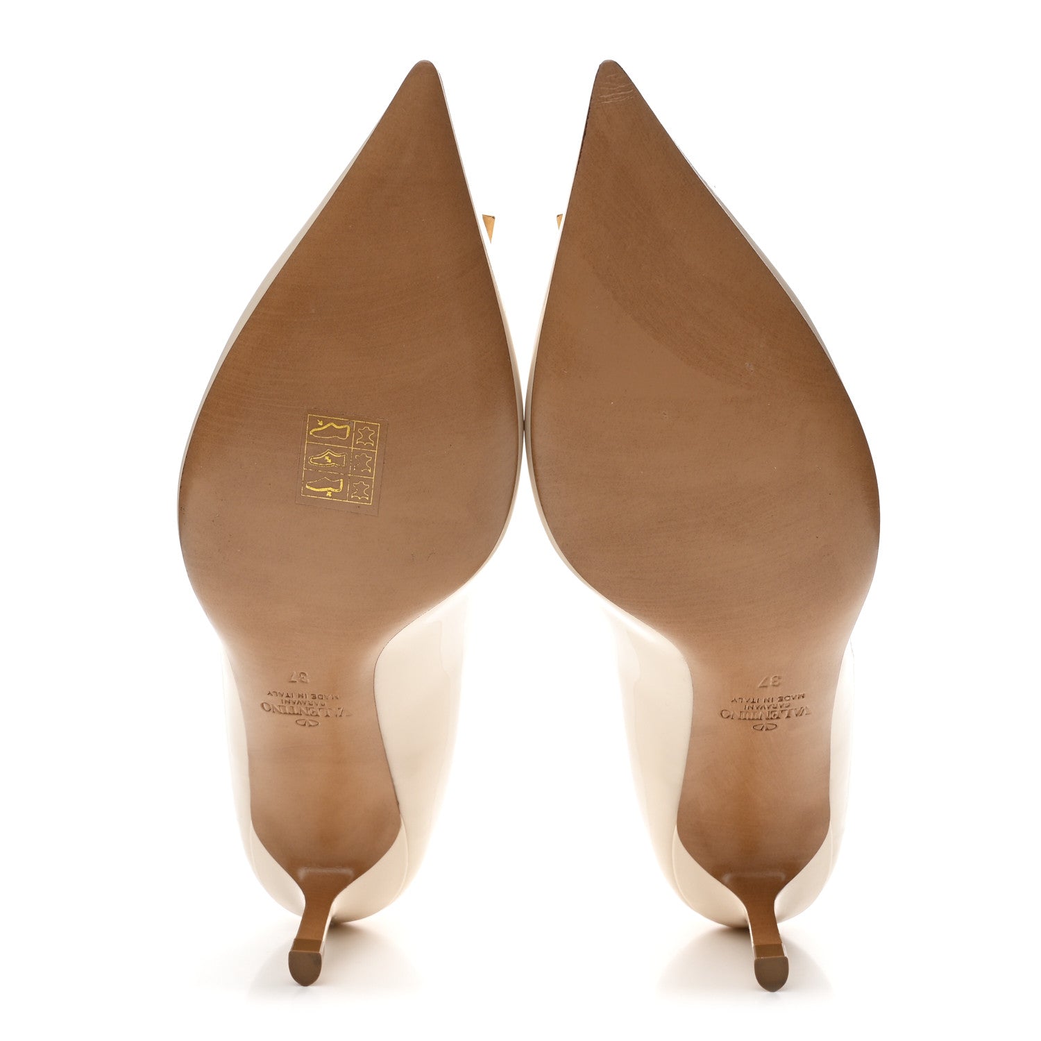 Valentino Garavani Patent Tonal One Stud Pumps 37 Ivory 6 of 9