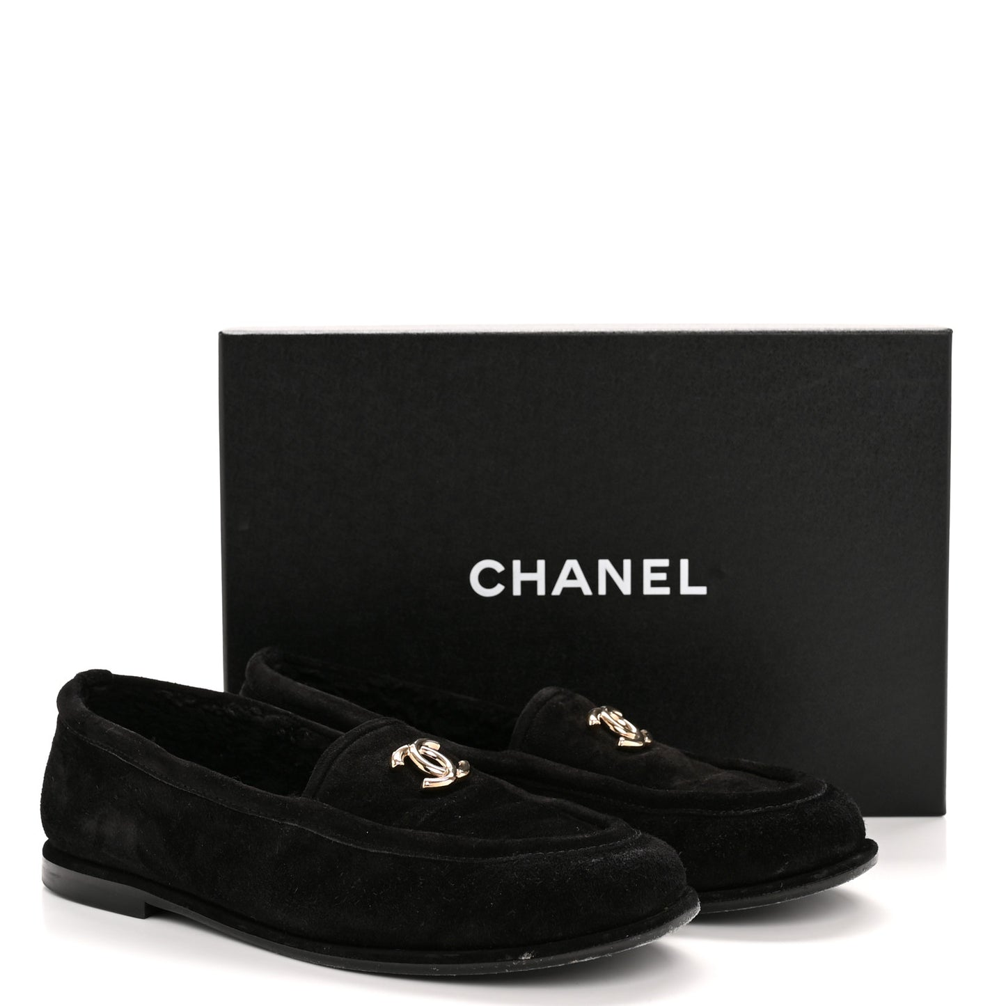 Suede Calfskin CC Loafers 39.5 Black