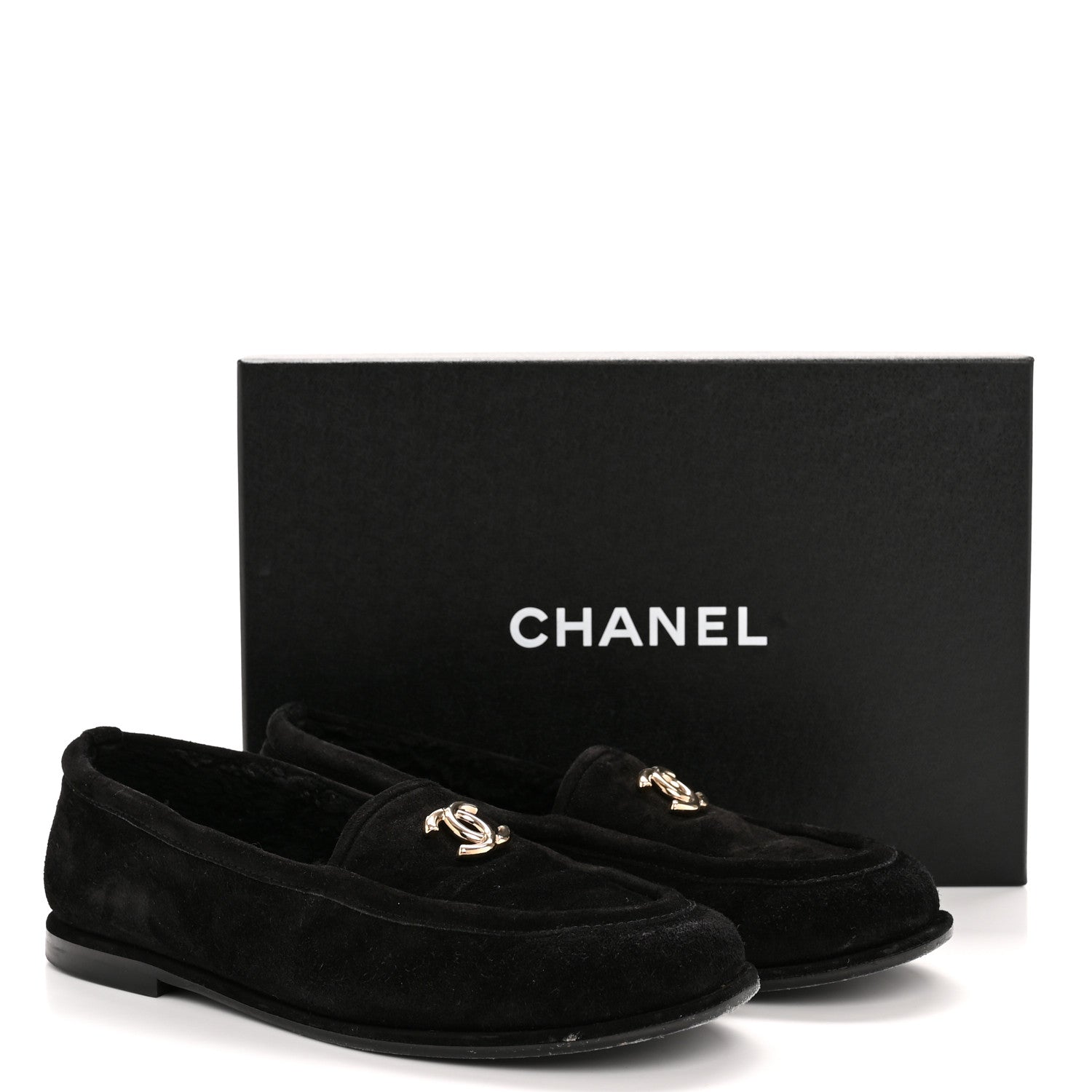 Chanel Suede Calfskin CC Loafers 39.5 Black 11 of 11