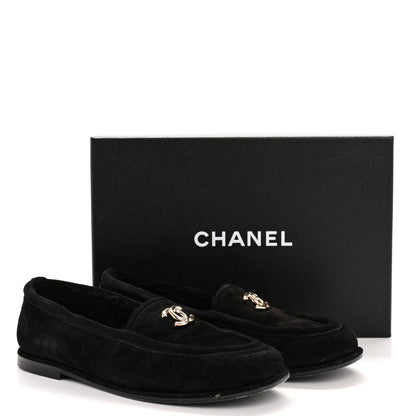 Chanel Suede Calfskin CC Loafers 39.5 Black 11 of 11