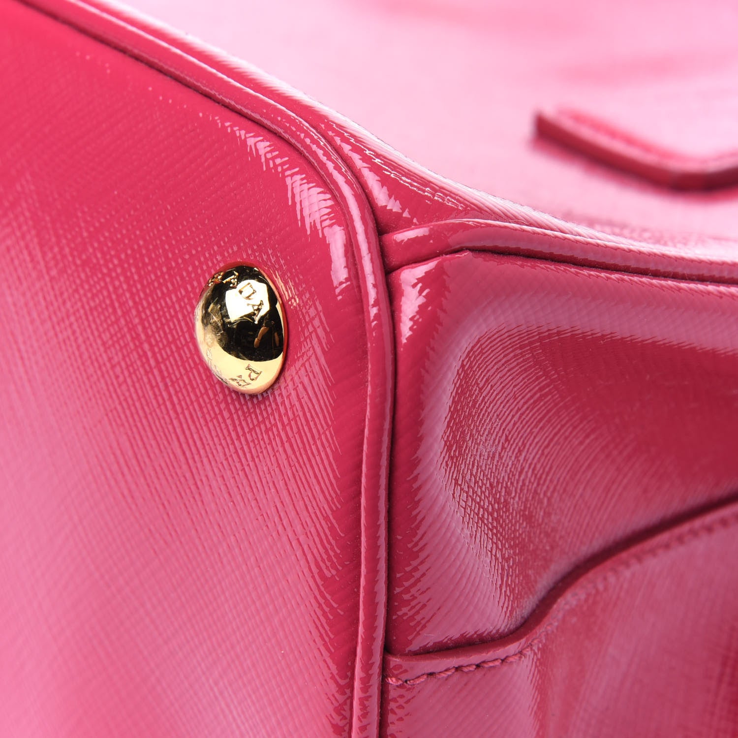 Prada Saffiano Vernice Mini Galleria Double Zip Tote Peonia 13 of 18