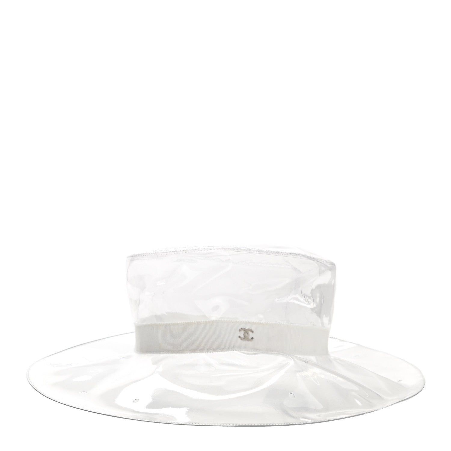 Chanel PVC Vinyl CC Cloche Hat S Transparent White 1 of 8