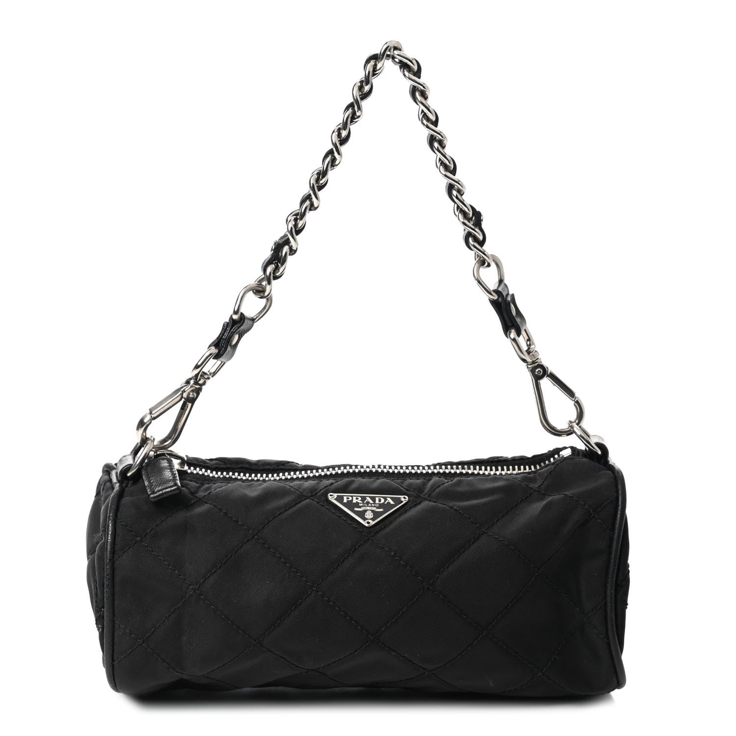 Prada Tessuto Nylon Impunturato Quilted Chain Pochette Black 1 of 8