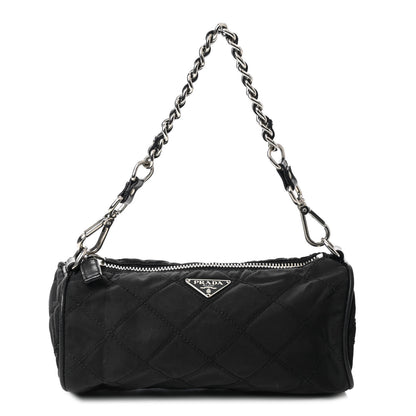Prada Tessuto Nylon Impunturato Quilted Chain Pochette Black 1 of 8