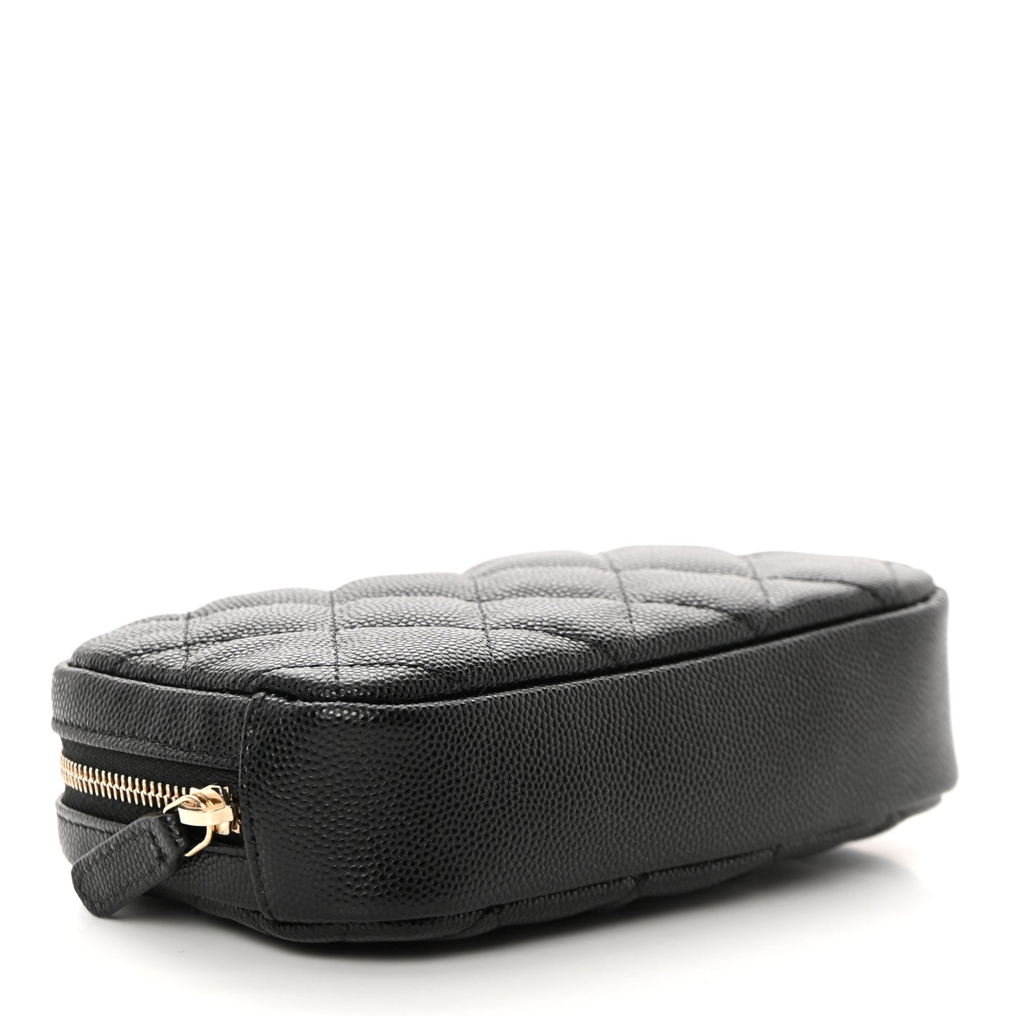 Caviar Quilted Small Curvy Pouch Cosmetic Case Black