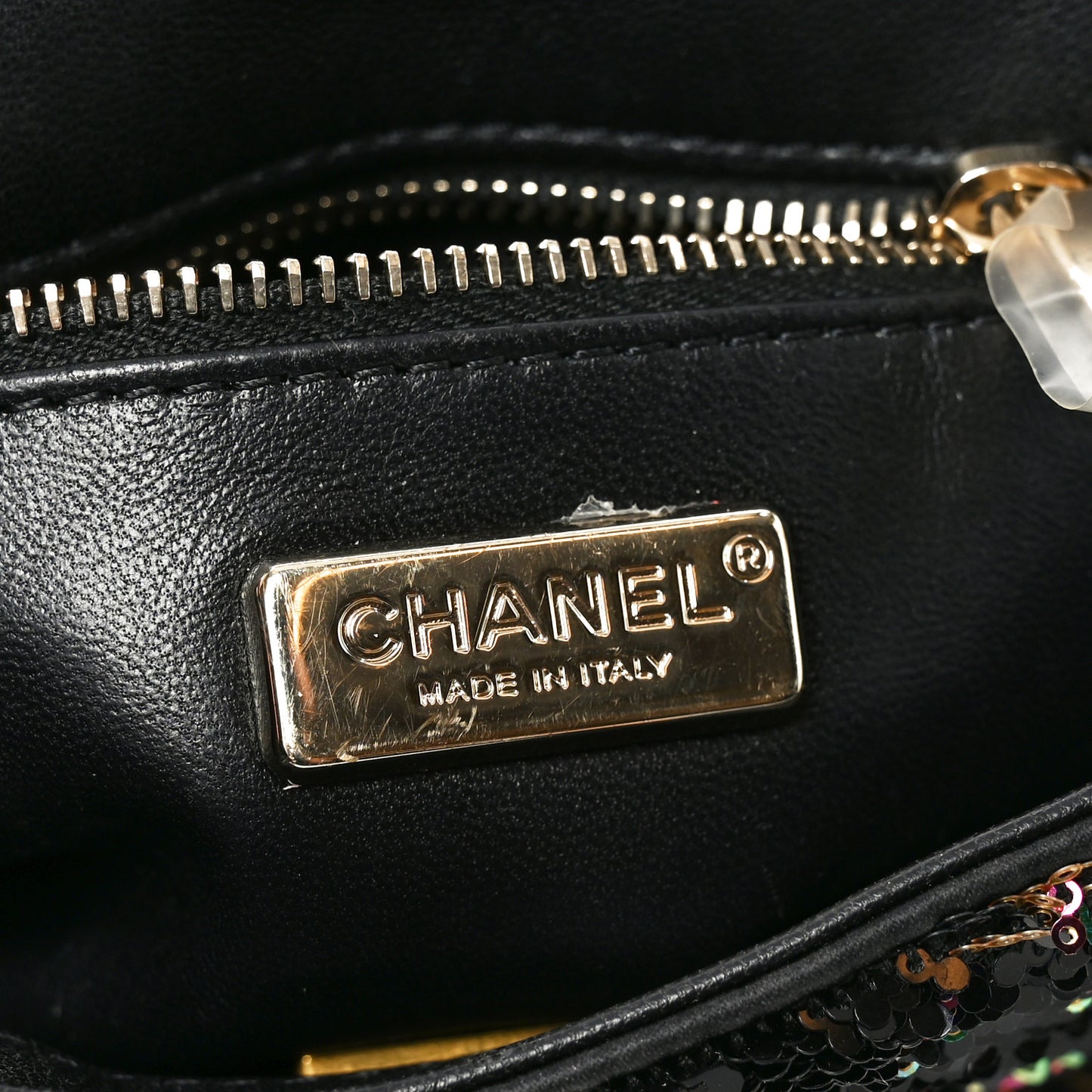 Sequin CC Small Single Flap Black Multicolor