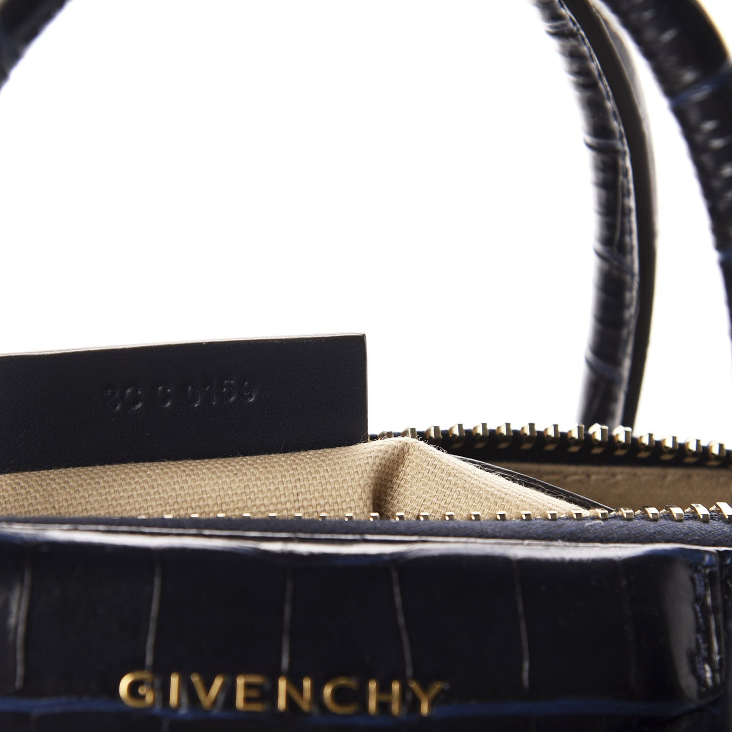 Calfskin Crocodile Embossed Small Antigona Deep Blue