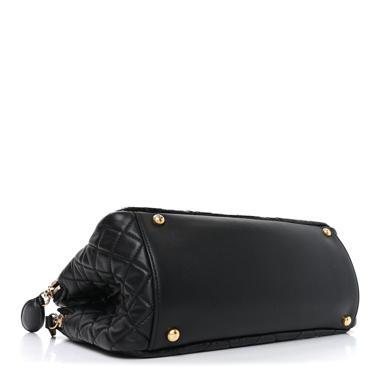 Chanel Glazed Crinkled Lambskin Small Reissue Zip Shopping Tote Black 4 of 12