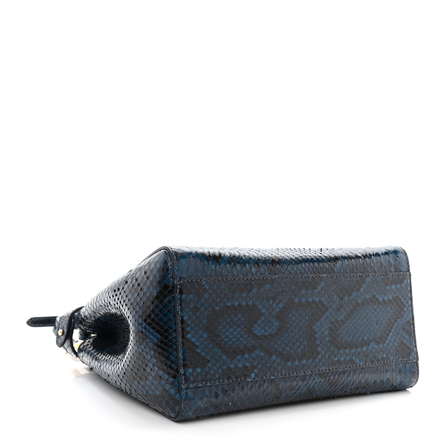 Fendi Python Shiny Nappa Mini Peekaboo Iconic Satchel Blue Jeans 4 of 14