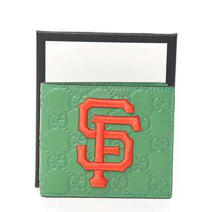 Gucci X MLB Guccissima SF Giants Embroidered Bi-Fold Wallet New Shamrock Deep Orange 7 of 7