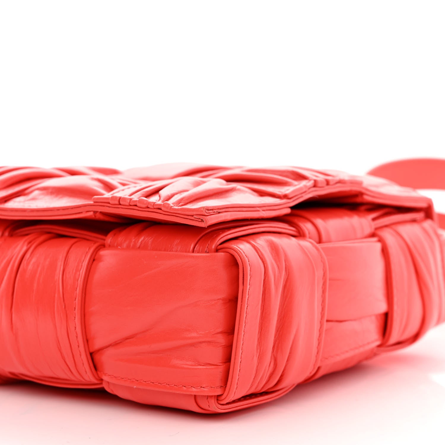 Bottega Veneta Calfskin Intreccio Plisse Cassette Crossbody Bag Sunburst 10 of 10